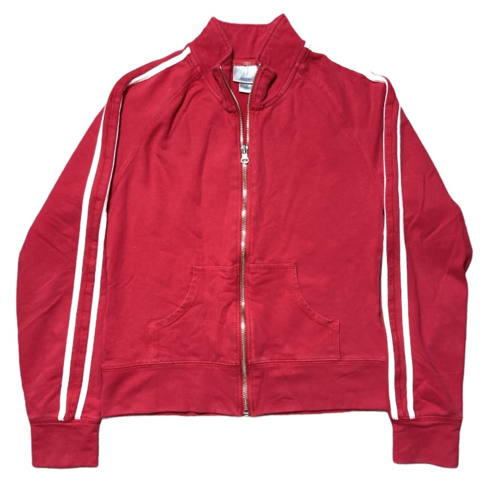Prospirit Athletic Zip Up Sweater Red Stripe Small Zippered Closure